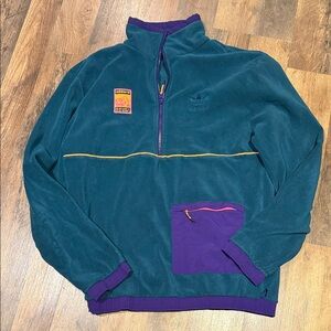 Adidas small Men's Teal and Purple 1/4 Zip-Up Sweater